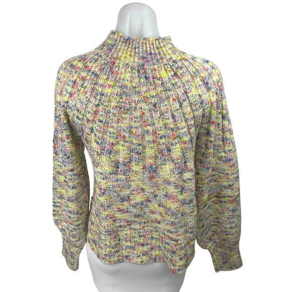 Aerie Multicolor Confetti Funnel Mock Neck Ribbed Pullover Sweater Top Size S - Picture 2 of 5